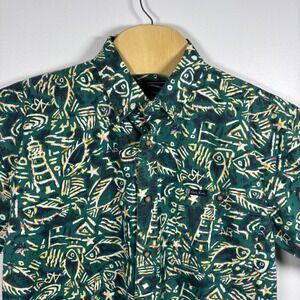 Vintage North River Mens Green Nautical Fish Lighthouse Print Cotton